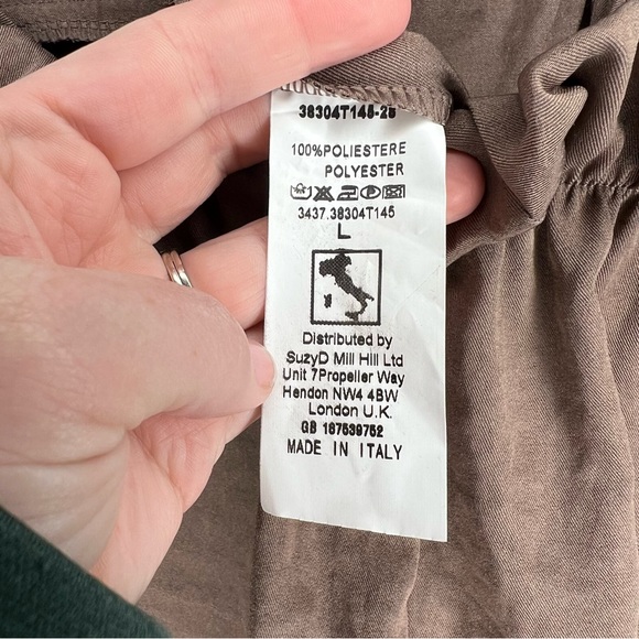 Suzy D London Womens Trouser Pants Front Tie Brown Large European Crop Ankle - Picture 9 of 9